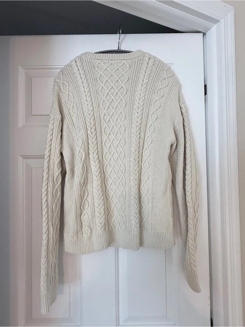 J. Crew Cream Cable Knit Crewneck Sweater